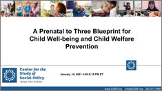 Prenatal to 3 Blueprint for Child Well-Being and Child Welfare Prevention Jan. 14 webinar thumbnail.