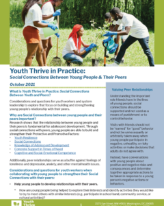 Youth Thrive in Practice: Social Connections Between Young People & Their Peers