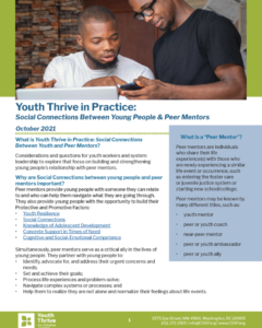 Youth Thrive in Practice: Social Connections Between Young People & Peer Mentors