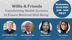 Willis and Friends Dec. 15 webinar: Transforming Health Systems, Maternal Well-Being thumbnail.