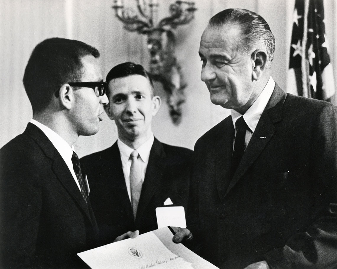 Harold Richman as a White House Fellow, with Lyndon Johnson.