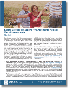 Ending Barriers To Support Five Arguments Against Work Requirements Small Cover Ending Barriers To Support Five Arguments Against Work Requirements Small Cover