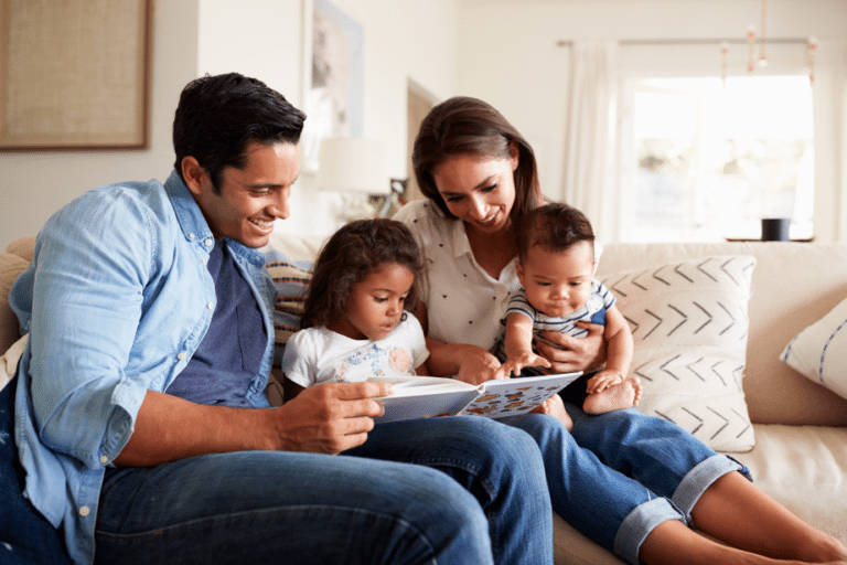 Pci Header Family With 2 Kids On Couch