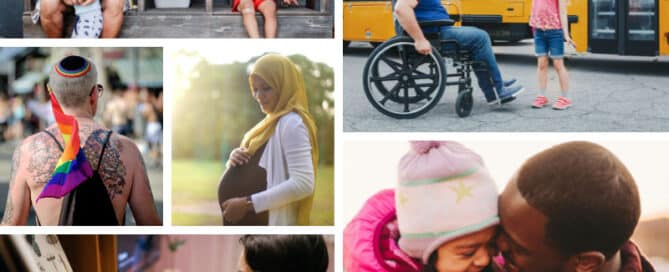 Collage of diverse people in daily life.