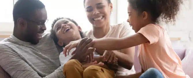 a joyful biracial family